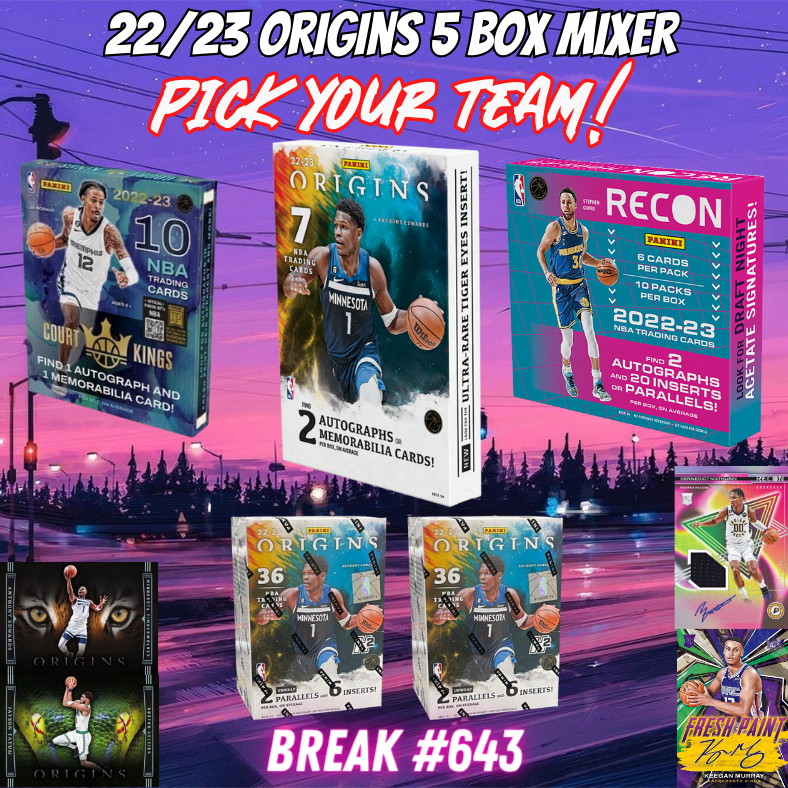 Break 643 - NBA 22/23 Origins Hobby 5 Box Mixer - Pick Your Team!