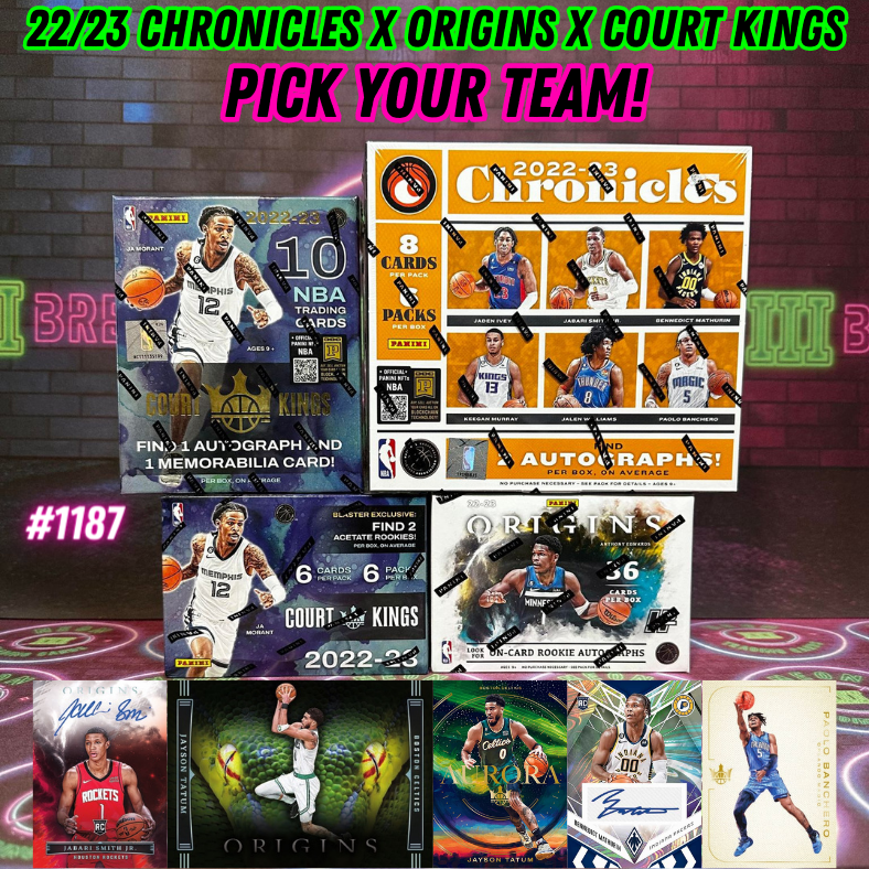 Break 1187 - NBA 22/23 Chronicles Hobby x Origins H2 x Court Kings 4 Box - Pick Your Team!