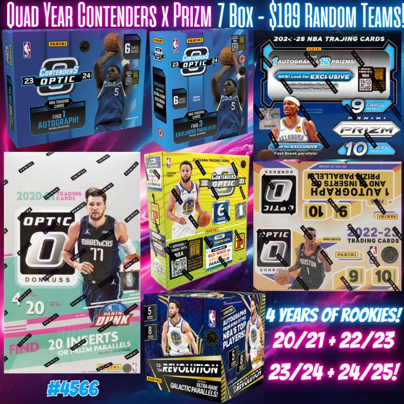 Break 4566 - NBA Quad Year - Triple Contenders x Prizm 7 Box Monster Mixer - $109 Random Teams!
