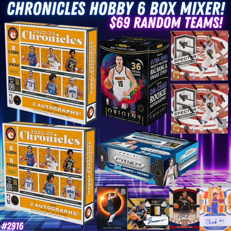 Break 2916 - NBA Dual Year 6 Box Mixer ft Chronicles Hobby, Origins, Prizm & More - Random Teams!