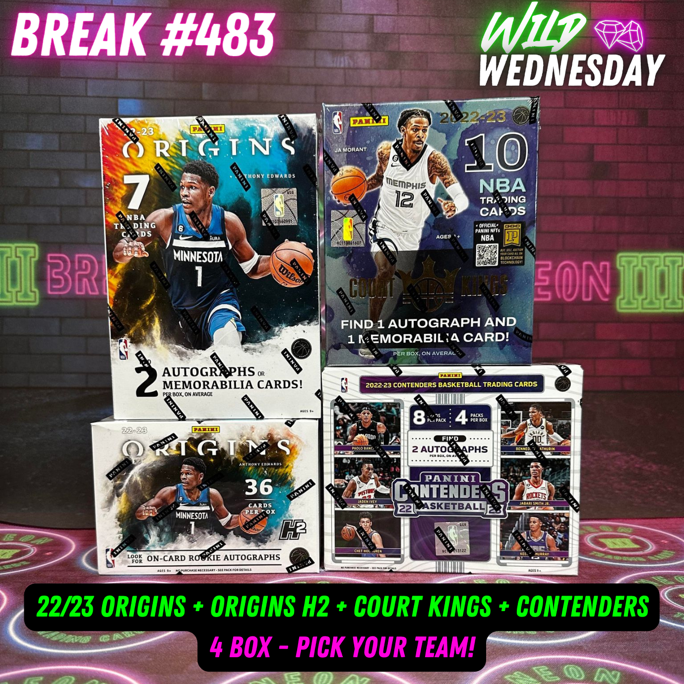Break 483 - NBA 22/23 4 Box Wild Wednesday Mixer ft Origins, Court Kings, Contenders & Origins H2 - Pick Your Team!