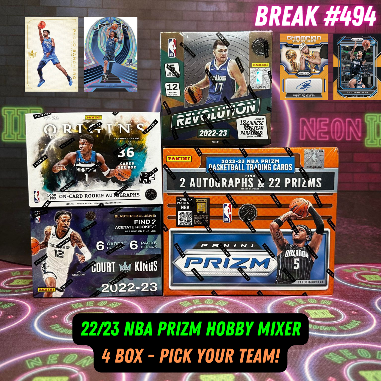 Break 494 - NBA 22/23 Prizm Hobby 4 Box Mixer - Pick Your Team!