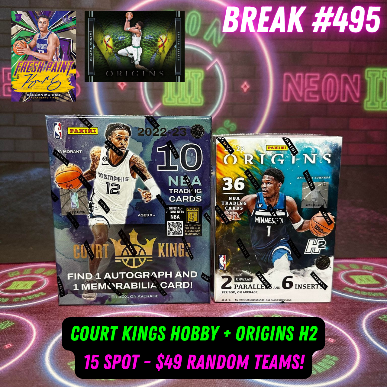 Break 495 - NBA 22/23 Court Kings Hobby + Origins H2 - 15 Spot Random Teams!
