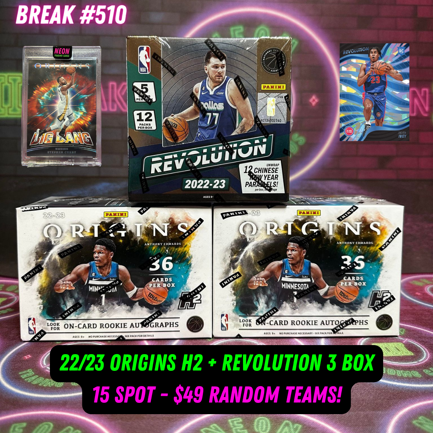 Break 510 - NBA 22/23 Origins H2 + Revolution - 15 Spot Random Teams!
