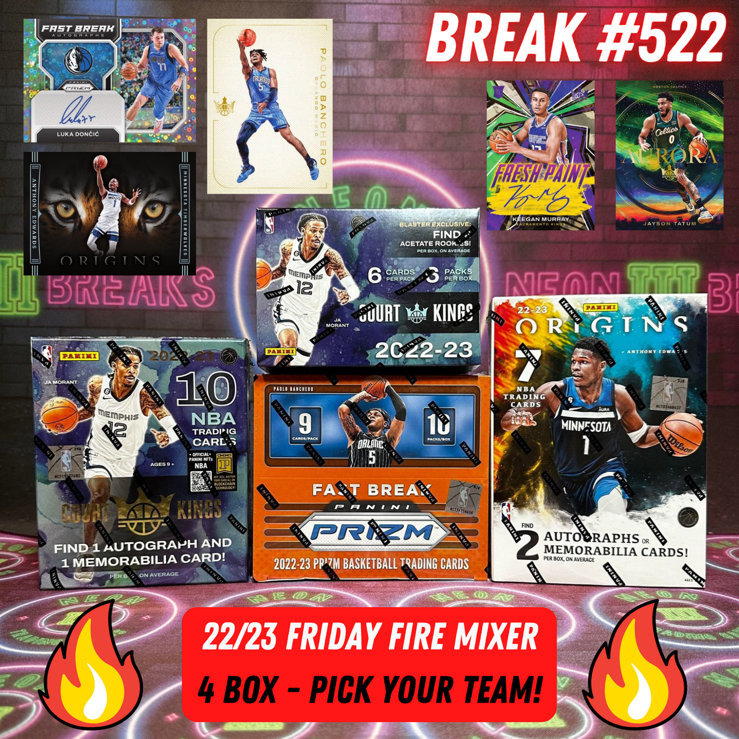 Break 522 - NBA 22/23 Friday Fire 4 Box Origins Mixer - Pick Your Team!