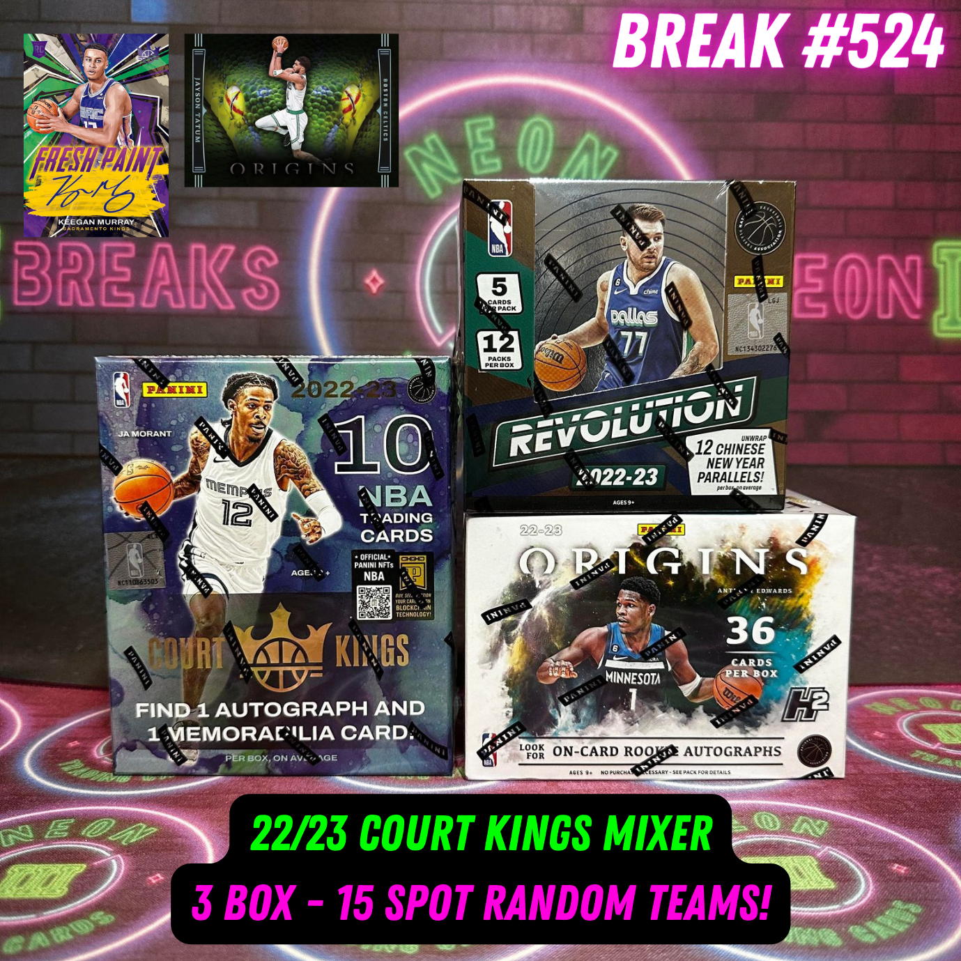 Break 524 - NBA 22/23 Court Kings 3 Box Mixer - 15 Spot Random Teams!