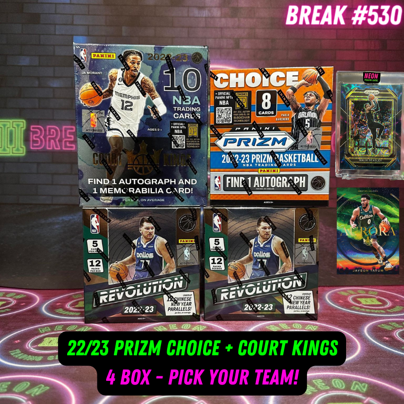 Break 530 - NBA 22/23 Prizm Choice + Court Kings 4 Box Mixer - Pick Your Team!