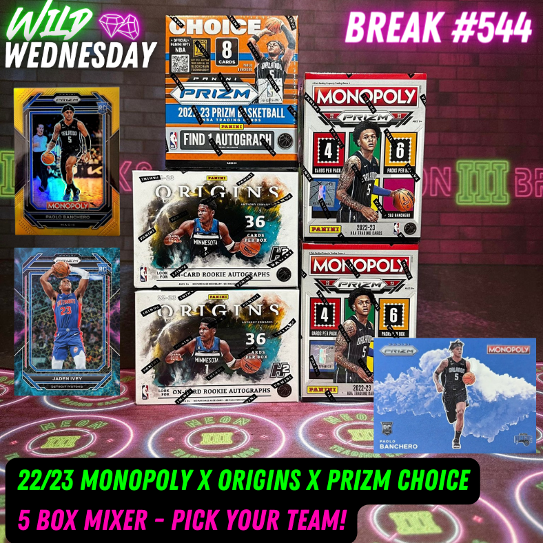 Break 544 - NBA 22/23 Monopoly Mixer ft Prizm Choice & Origins - Pick Your Team