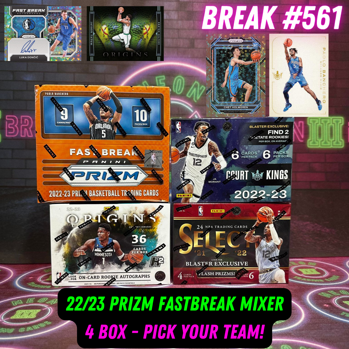 Break 561 - NBA 22/23 Prizm Fast Break 4 Box Mixer - Pick Your Team!
