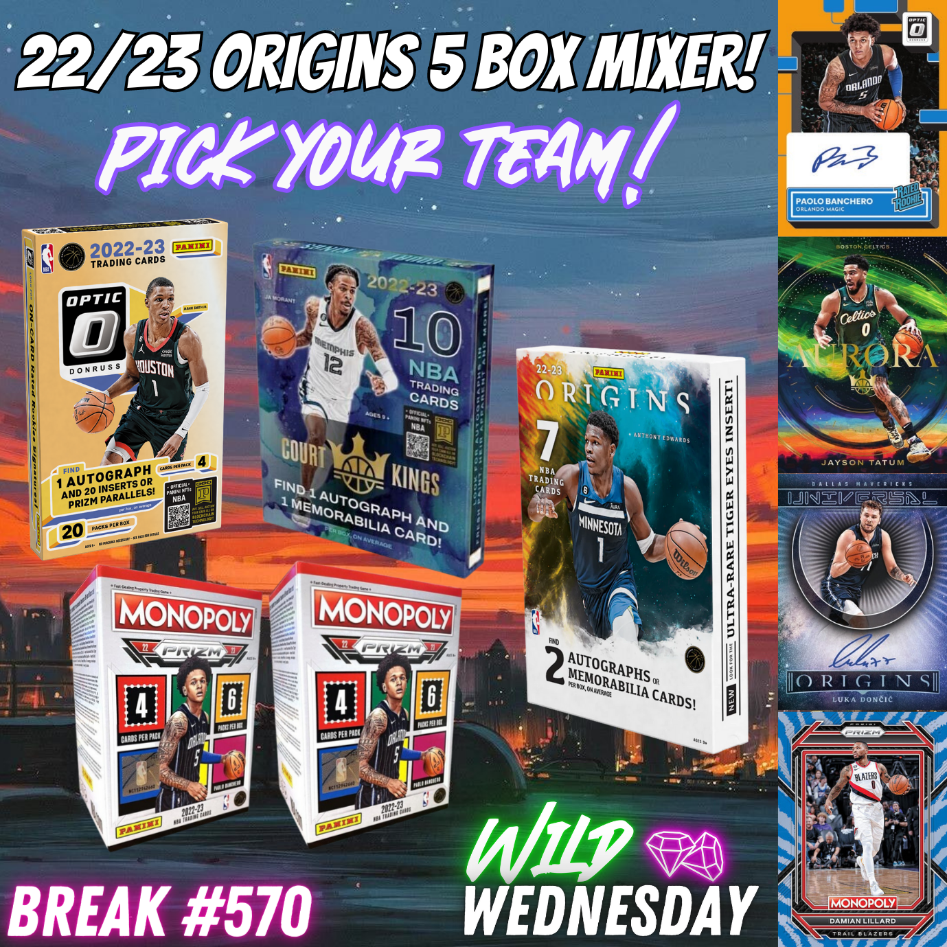 Break 570 - NBA 22/23 Origins & Optic 5 Box Mixer - Pick Your Team!
