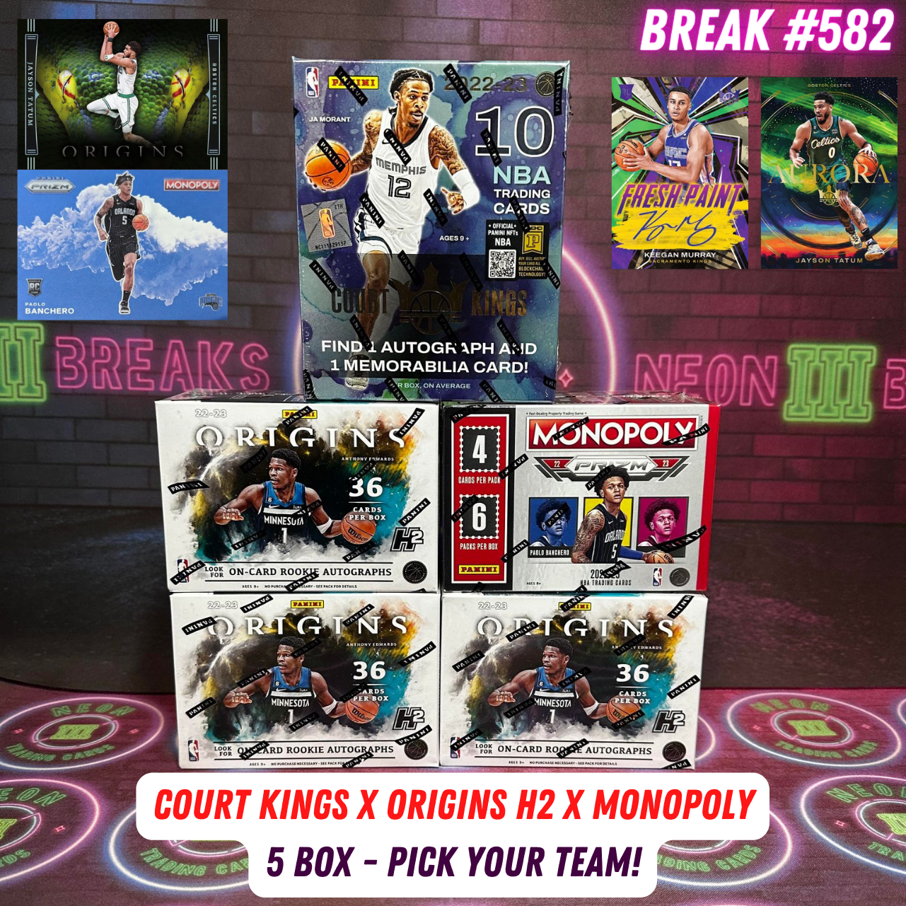 Break 582 - NBA 22/23 Court Kings x Origins H2 5 Box Mixer - Pick Your Team!