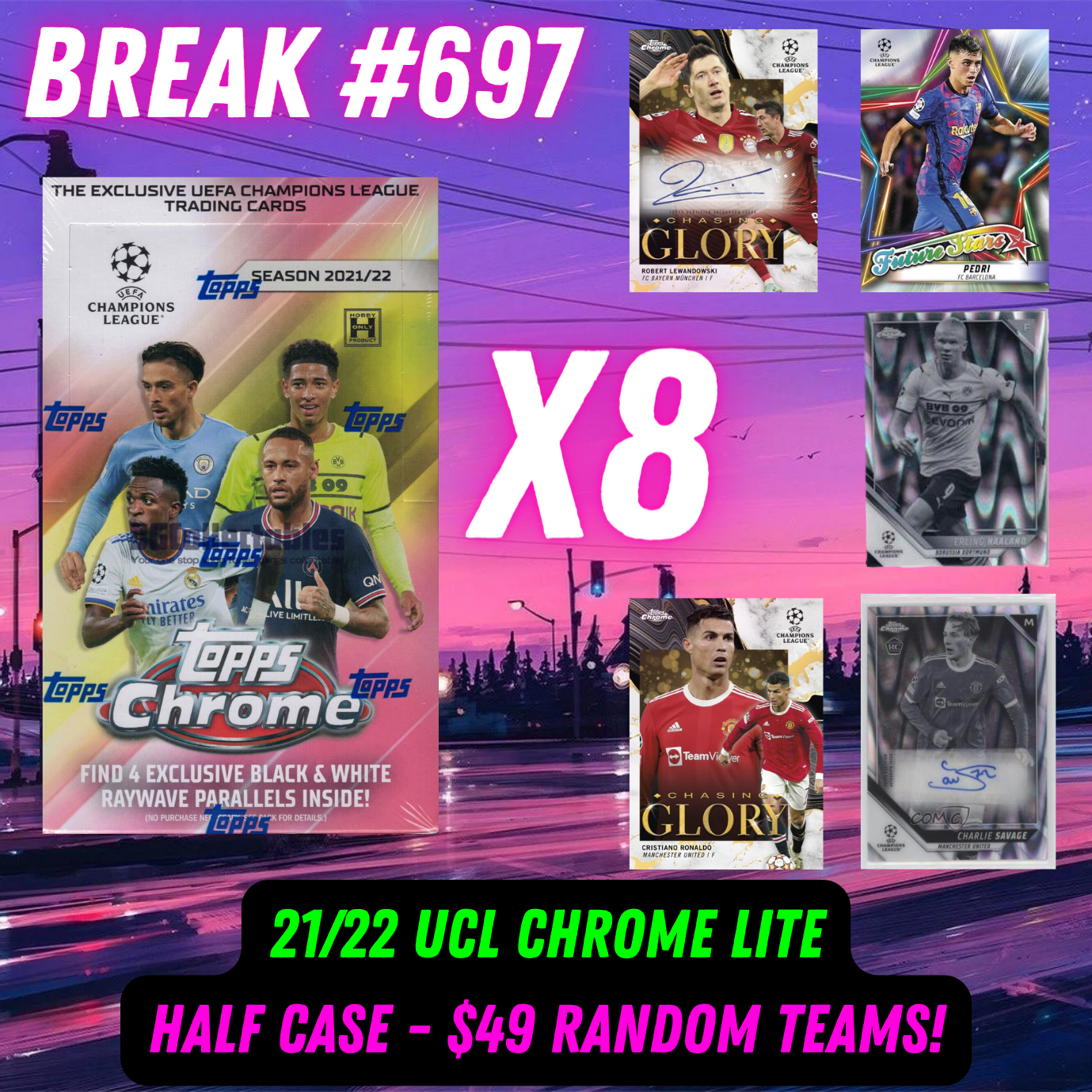 Break 697 - UCL 21/22 Chrome Lite 8 Box Half Case - $49 Random Teams!