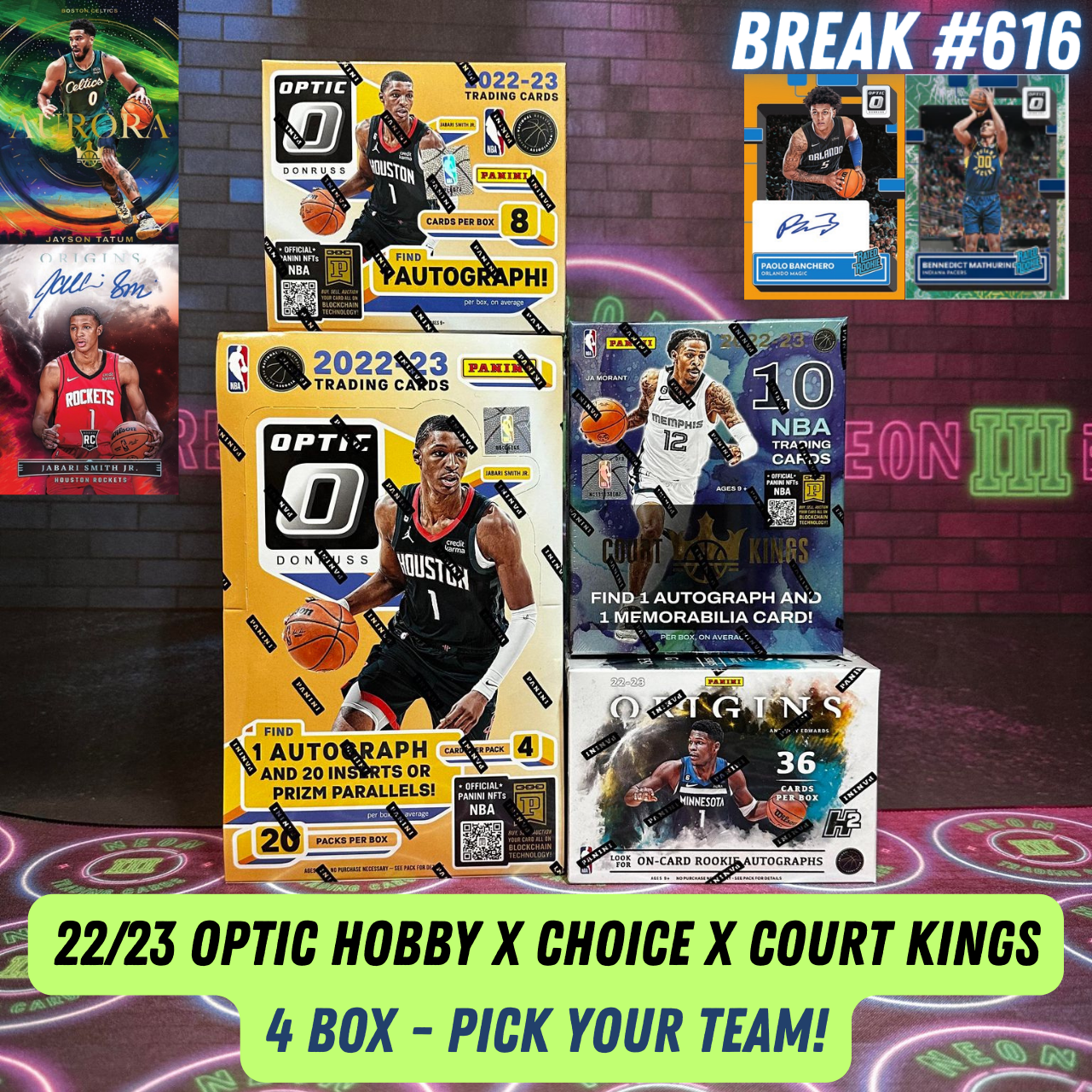 Break 616 - NBA 22/23 Optic Hobby x Choice 4 Box Mixer - Pick Your Team!