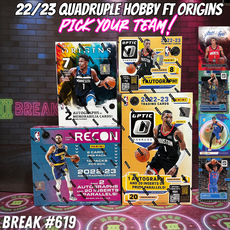 Break 619 - NBA 22/23 Quadruple Hobby ft Origins & Optic - 4 Box Pick Your Team!