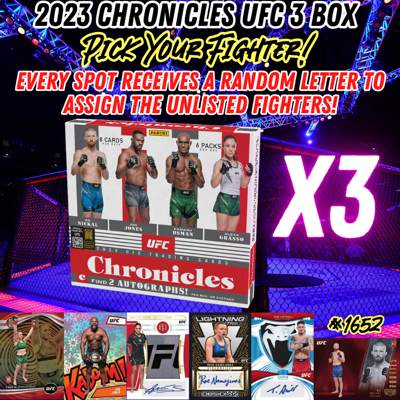 Break 1652 - 2023 UFC Chronicles Hobby - 3 Box - Pick Your Fighter!