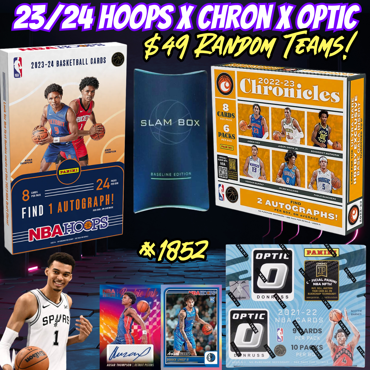 Break 1852 - NBA 23/24 HOOPS x Chronicles x Optic Triple Year - $49 Random Teams!