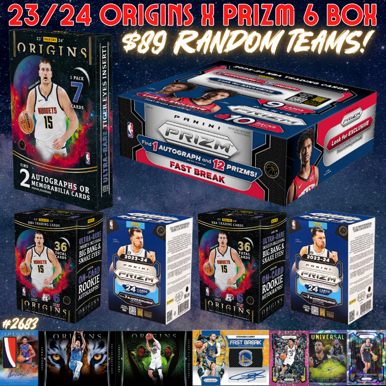 Break 2683 - NBA 23/24 Triple Origins x Triple Prizm 6 Box - $89 Random Teams!
