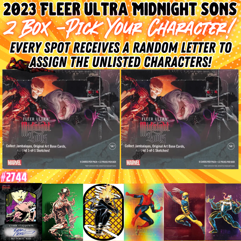 Break 2744 - 2023 Fleer Ultra Midnight Sons Hobby - 2 Box - Pick Your Character + Random Letter!