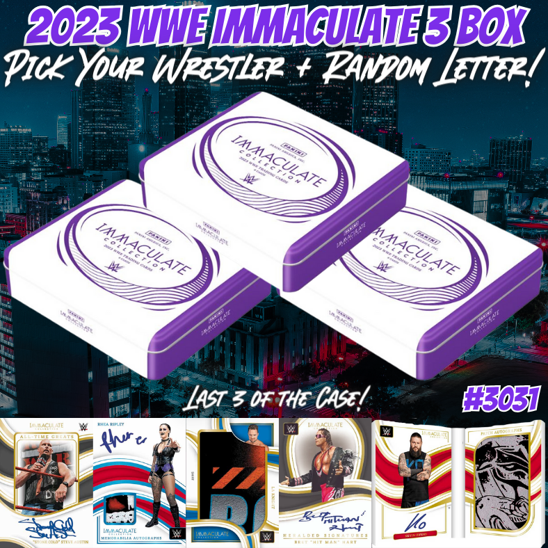 Break 3031 - 2023 WWE Immaculate 3 Box - Pick Your Wrestler + Random Letter!