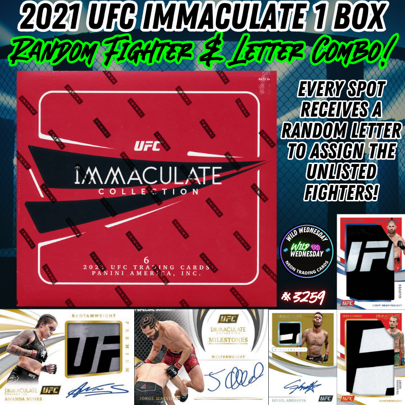 Break 3259 - 2021 UFC Immaculate Hobby - Random Fighter Combo & Letter!