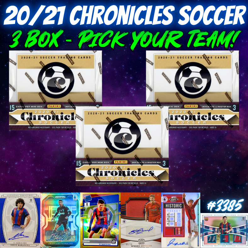 Break 3385 - 20/21 Panini Chronicles Soccer Hobby - 3 Box - Pick Your Team!