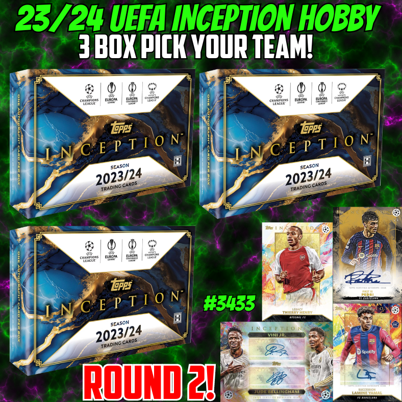Break 3433 - 23/24 Topps UEFA Inception - 3 Box - Pick Your Team ROUND 2