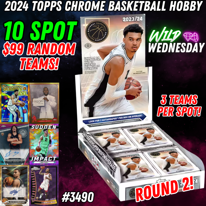 Break 3490 - 2024 Topps Chrome Basketball 10 Spot - $99 Random Teams ROUND 2!!