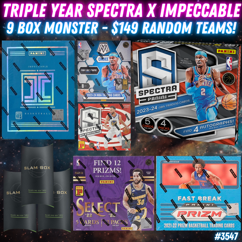 Break 3547 - NBA Triple Year Impeccable x Spectra 9 Box MONSTER - $149 Random Teams!