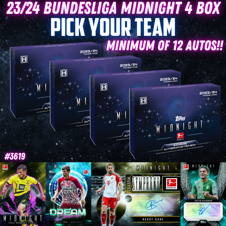 Break 3619 - 23/24 Topps Bundesliga Midnight - 4 Box - Pick Your Team - ROUND 2