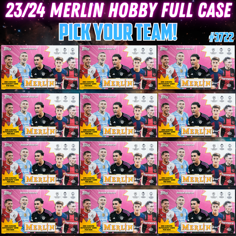 Break 3722 - 23/24 UEFA Club Comp Merlin HOBBY - Full Case - Pick Your Team!