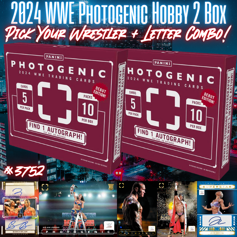 Break 3752 - 2024 WWE Photogenic Hobby 2 Box - Pick Your Superstar + Letter Combo!