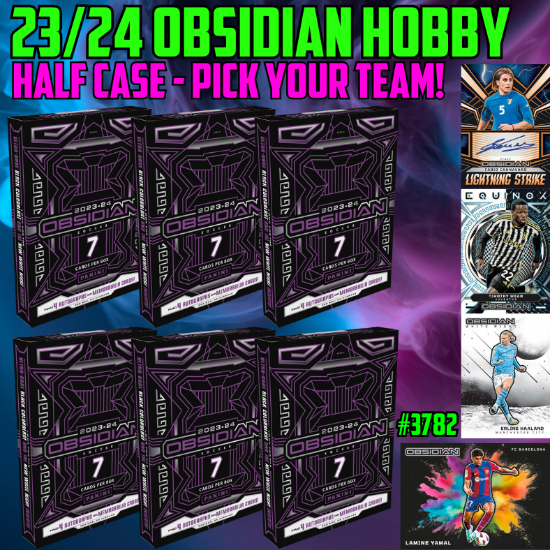 Break 3782 - 23/24 Obsidian Soccer Hobby - HALF CASE - Pick Your Team