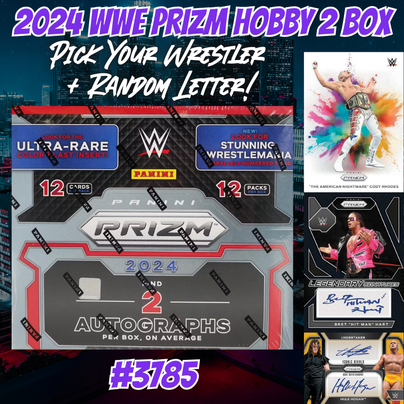 Break 3785 - 2024 WWE Prizm Hobby - Pick Your Superstar & Letter Combo!