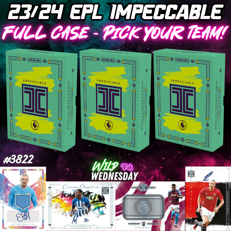 Break 3823 - 23/24 EPL Impeccable Hobby 3 Box FULL CASE - Pick Your Team/Player!