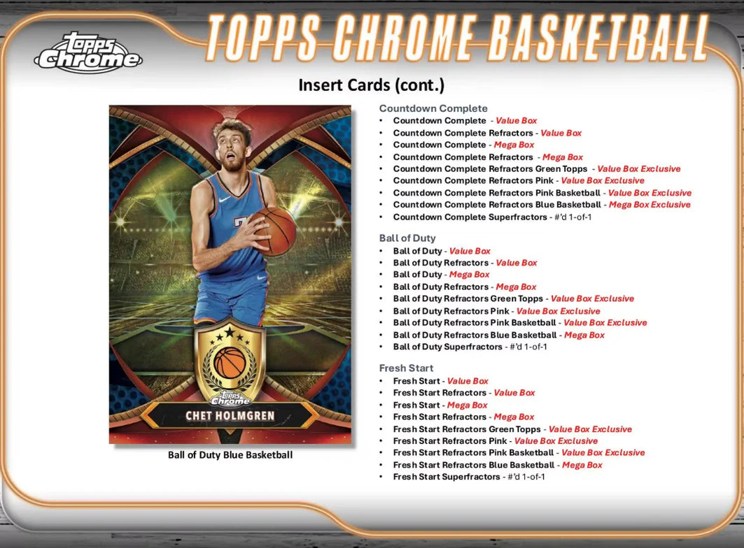 24/25 Topps Chrome Basketball Value Box