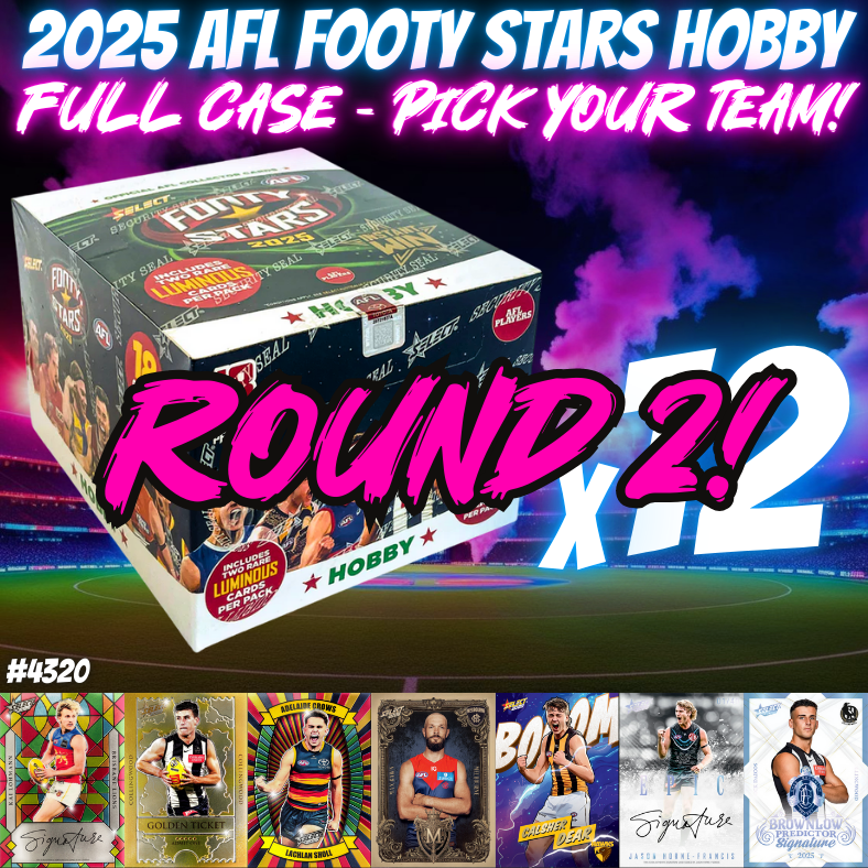 Break 4320 - 2025 AFL Footy Stars Hobby - FULL CASE - Pick Your Team ROUND 2!