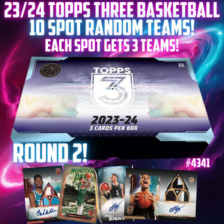 Break 4341 - NBA 23/24 Topps Three - 10 Spot - Random Teams! ROUND 2
