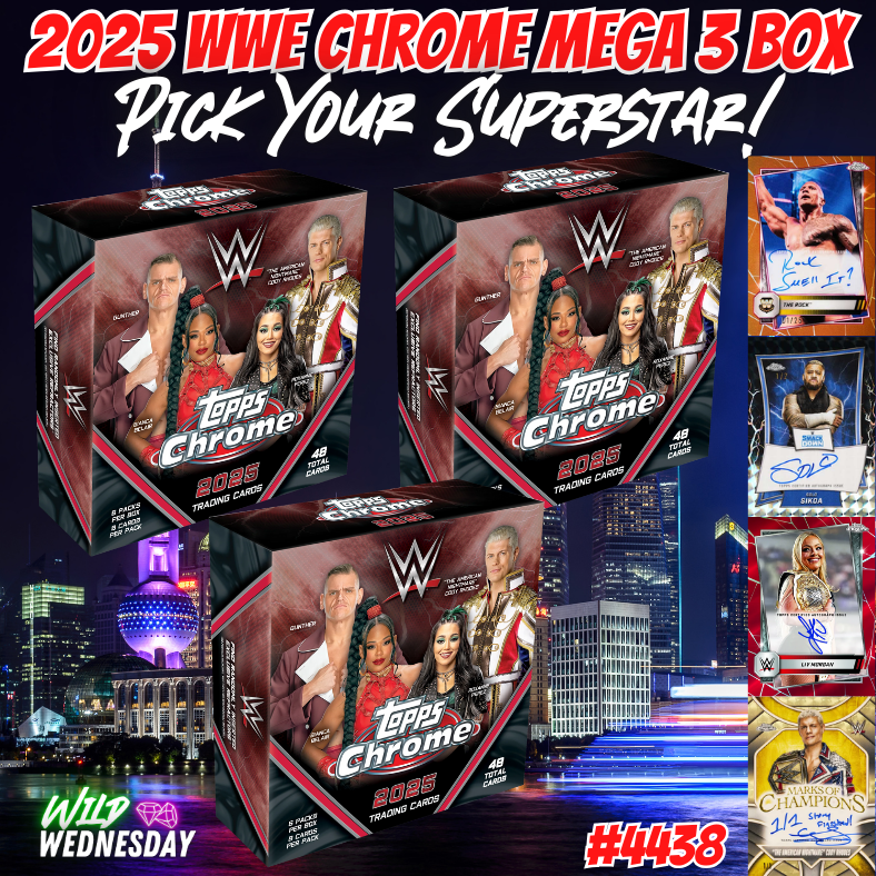 Break 4438 - 2025 WWE Chrome Mega 3 Box - Pick Your Superstar!