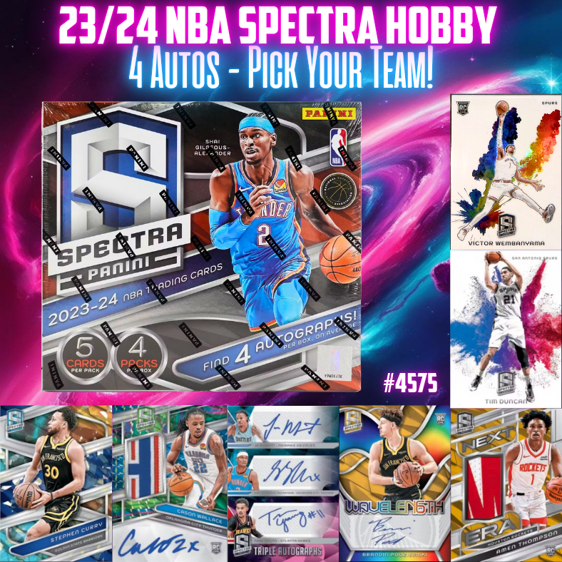 Break 4575 - 23/24 NBA Spectra HOBBY - 4 Autos - Pick Your Team!