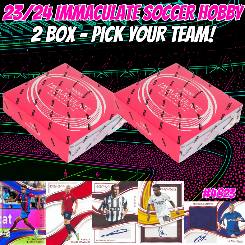 Break 4823 - 23/24 Immaculate Soccer Hobby - 2 Box - Pick Your Team!