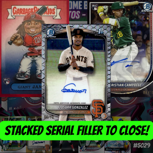 STACKED Serial Filler to CLOSE Break 5029 - 2025 Bowman Chrome Breakers Delight FULL CASE - 18 AUTOS - Pick Your Team! (Copy)
