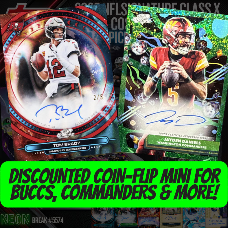 Discounted Coin-Flip Mini for Buccs, Commanders & More in Break 5574 - 2025 NFL Signature Class x Cosmic 4 Box - PYT!