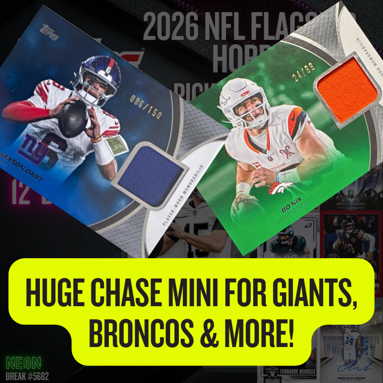 HUGE Chase Mini for Giants, Broncos & More in Break 5682 - 2026 NFL Flagship Hobby 12 Box - FULL CASE - PYT!