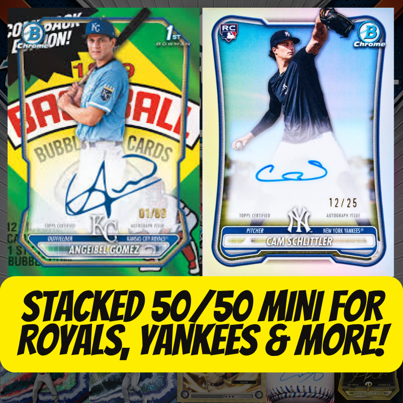 STACKED 50/50 Mini for Royals, Yankees & More in Break 5713 - 2026 Bowman Chrome BREAKERS DELIGHT - FULL CASE - PYT!