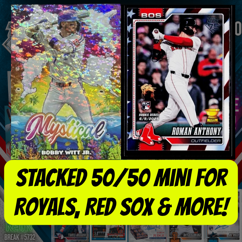 STACKED 50/50 Mini for Royals, Red Sox & More in Break 5732 - 2026 Topps Update Baseball Hobby x Jumbo - DUAL CASE BREAK - PYT!