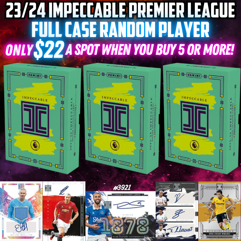 Break 3921 - 23/24 EPL Impeccable Hobby 3 Box FULL CASE - Random Player!