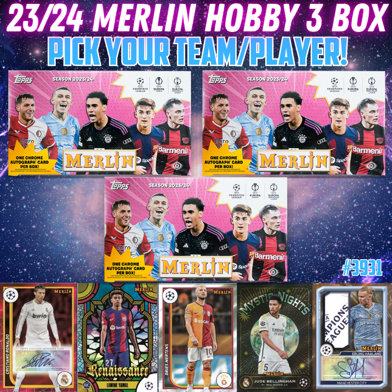 Break 3931 - 23/24 UEFA Club Comp. Merlin HOBBY - 3 Box - Pick Your Team!