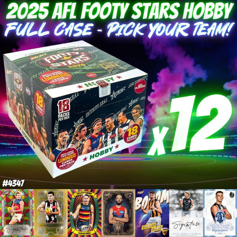 Break 4347 - 2025 AFL Footy Stars Hobby - FULL CASE - Pick Your Team!