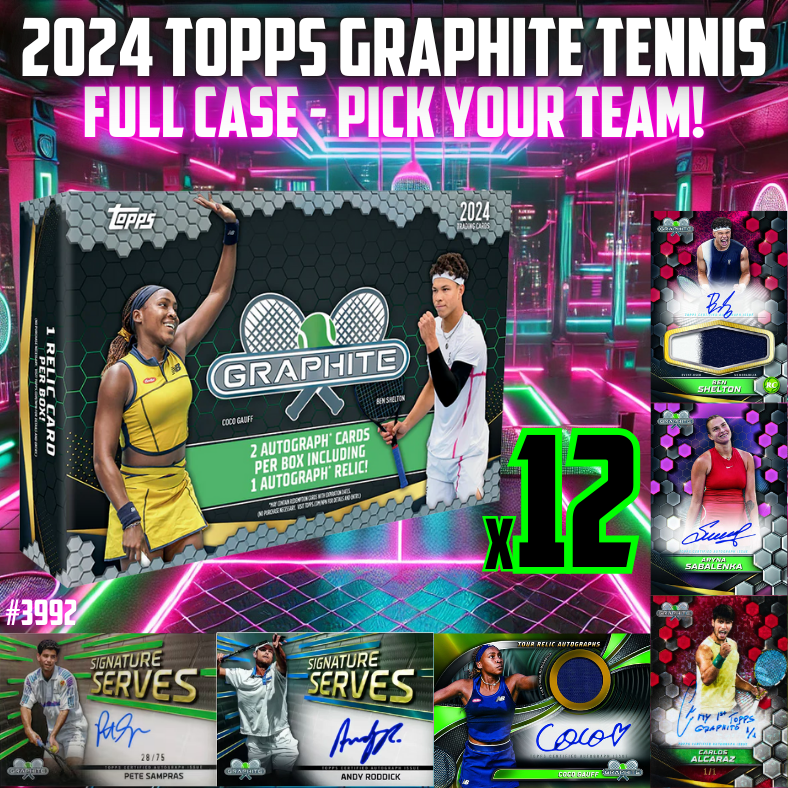 Break 3992 - 2024 Topps Graphite Tennis Hobby FULL CASE - 12 Boxes - Pick Your Player