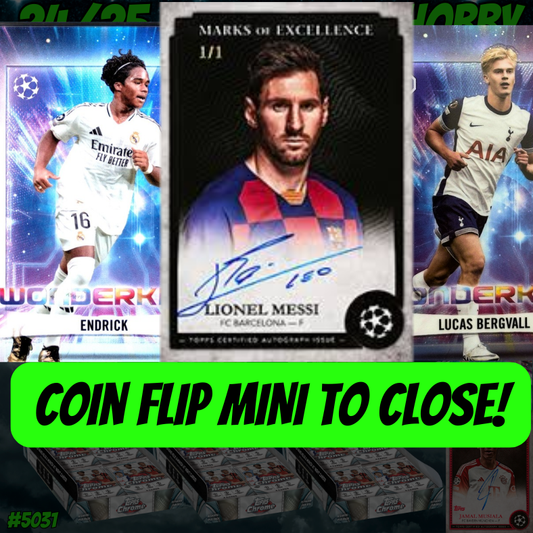 Coin Flip MINI TO CLOSE Break 5031 - 24/25 UCC Chrome Soccer Hobby - Half Case - Pick Your Team!